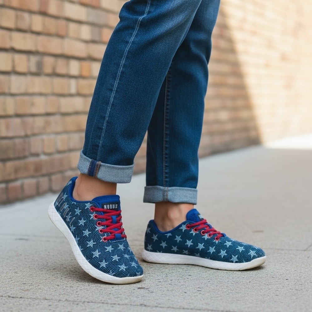 NOBULL Blue Star-Pattern Sneakers with Red Laces - Picture 2 of 15